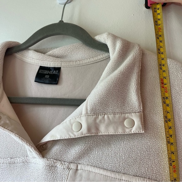 32 Degrees HEAT Beige Fleece Pullover Sweater L Sherpa Snap Collar Cozy Warm - Picture 6 of 11